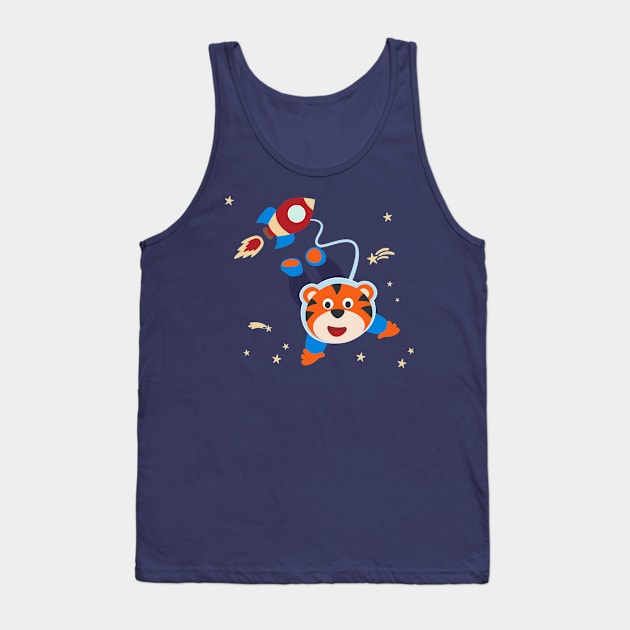 Space tiger or astronaut in a space suit with cartoon style Tank Top by KIDS APPAREL